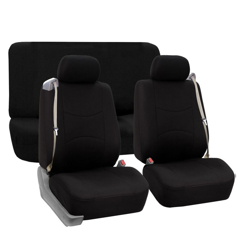 FH Group All-Purpose Built-in Seatbelt Car Seat Covers Full Set â€“ Universal Fit for Cars Trucks & SUVs (Black) FB351115 - Image 4